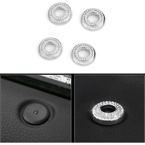 4pcs Bling Crystal Door Lock Pin Cover Ring Trim Fit For Porsche Macan 2015-2020
