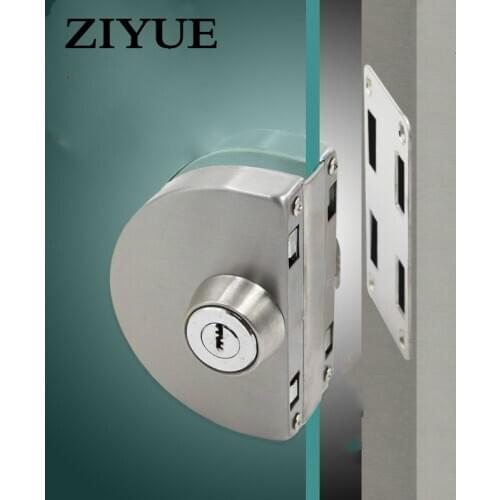 Free Shipping Quality Stainless Steel Frameless Glass Door Lock for home office Door thickness 10-12mm