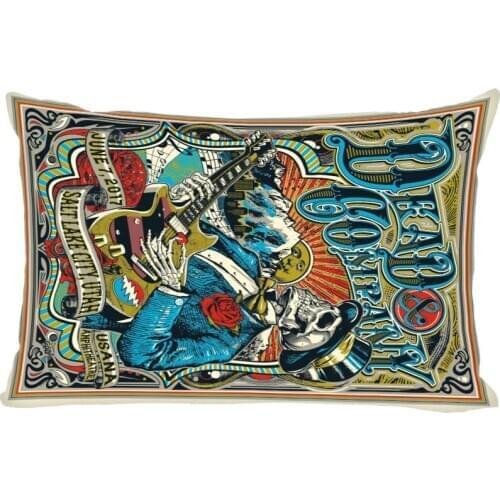 Big Size Grateful Dead Pillowcase Home Wedding Decorative Pillow Cover Rectangle Zipper Pillow Cases Satin Fabric A1.29