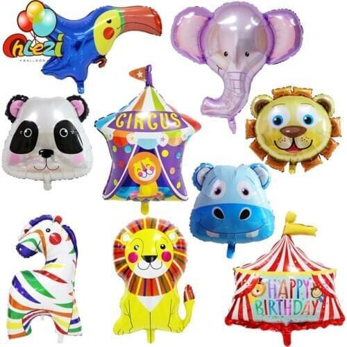 1pcs Circus Animals Birthday Foil Balloons Elephant Lion Zebra Bird Helium Balloon Childrens Birthday Party Decorations Globos