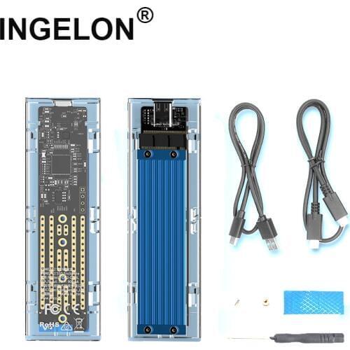 Ingelon Pcle NVMe SSD Enclosure M.2 USB3.1 Type C Sata to usb HDD Case M Key 2230 2242/2260/2280/SSD Box for Laptop PC & Phone