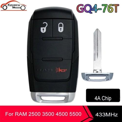 KEYECU GQ4-76T Smart Remote Key Fob 434MHz PCF7953M / HITAG AES/ 4A Chip for 2019 2020 2021 RAM 2500 3500 4500 5500 P/N:68374994