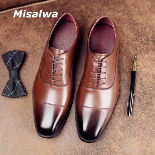 Misalwa Triple-joint Classic Men Suit Shoes British Wing-tip Leather Derby Men Shoes Elegant Dress Business Work Shoes Dro
