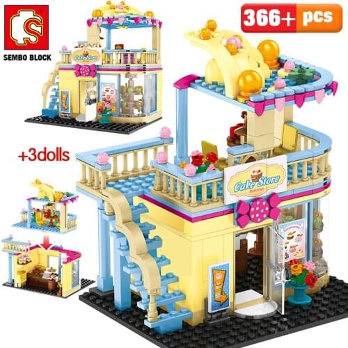 SEMBO Famous Brand Fashion Shop DIY Building Blocks City Street View Delicious Cake Store Model Bricks Toys for Girl