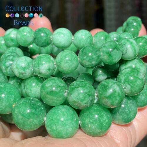 Natural Stone Green Jades Spacer Round Bead For Jewelry Making 6-12 MM DIY Bracelets Accessories Wholesale