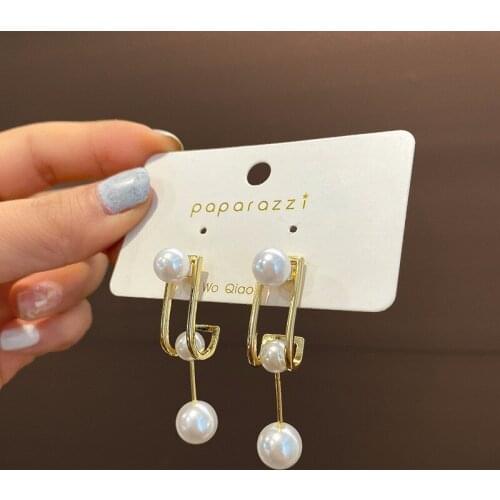 Metal Chain fashion pearl Tassel Earrings classic Korean women jewelry trend party Earrings sexy dress up student Earrings