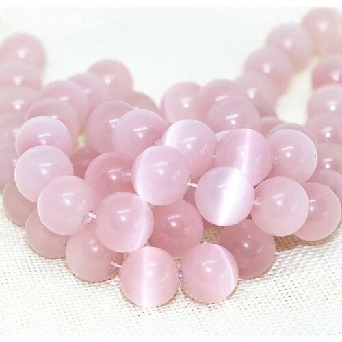 Fashion smooth round bright pink cat eyes Mexican opal beads 4,6,8,10,12mm lovely girl gift beauty jewelry making 14inch B1576