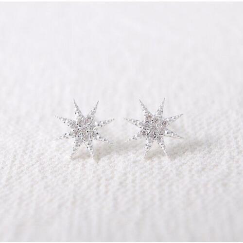 Fashion Star With Rhinestones Stud Earrings Gold White Rose Three Color Optiona