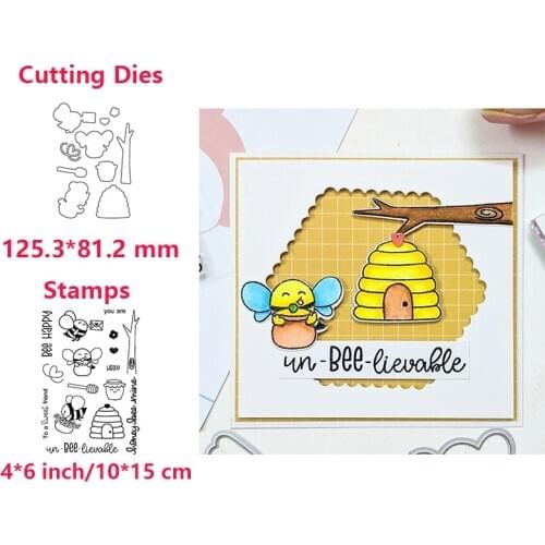 Bee Happy Insects Clear Stamps and Dies Set for Card Making DIY Scrapbooking Paper Crafts Knife Mould 2020 New Arrival