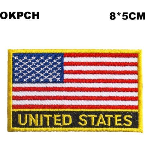 U.S.A. Flag patcheswork fabric embroidery patch cutstom DIY stickers on clothing with iron PT0121-R