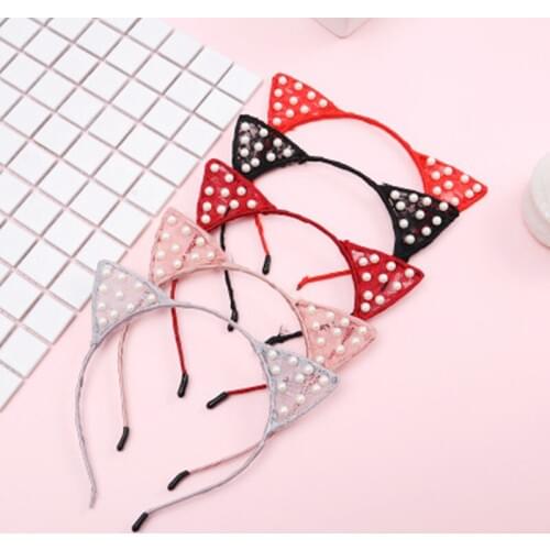 Novelty Kids Cat Ears Rhinestone Headband Bezel With EarCrystal Crown Hairband Festival Hair Girls Headdress Novelty