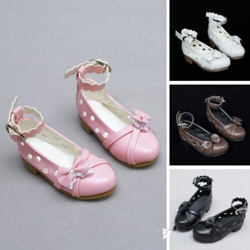 BJD doll shoes are suitable for 1/3 1/4 SD MSD size bow-tied high heel lace womens shoes with 4 color doll accessories