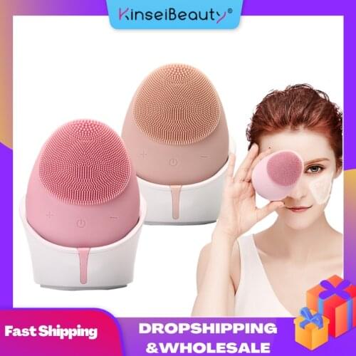 Electric Facial Cleansing Brush Sonic Vibration Silicone Face Washing Brush Massage Deep Cleansing Machine Wireless Charging