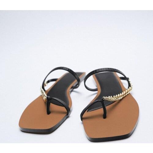 Summer chain beach women flat sandals strap casual outside women flip flops
