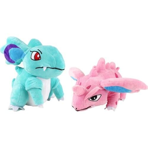 25cm Anime Blue Pink Nidorino Plush Toys Soft Stuffed Animals Dolls Gift for Kids
