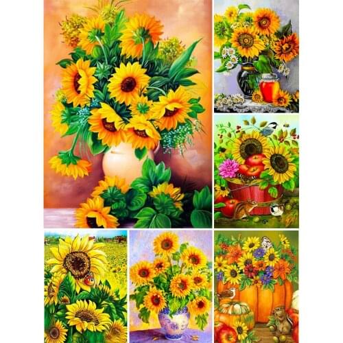 5D DIY Diamond Painting Sunflower Cross Stitch Kit Full Drill Embroidery Mosaic Flower Picture of Rhinestones Home Decor Gift