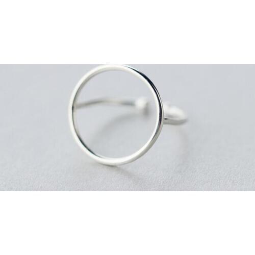 Real. 925 Sterling Silver jewelry Open Round Ring Adjustable charming Geometric Sterling-Silver-Jewelry free Size GTLJ1105