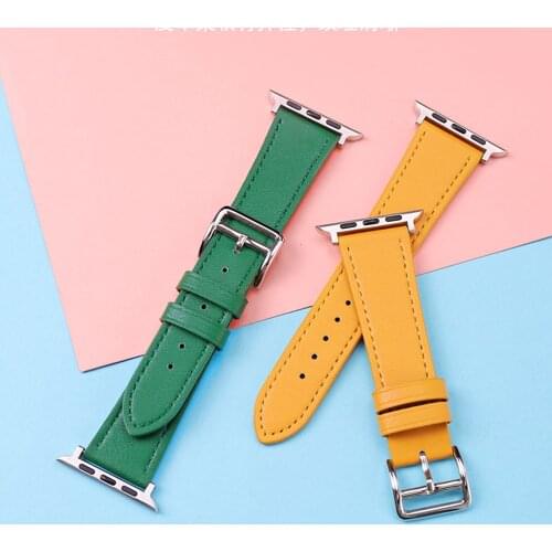 100% Genuine Cow Leather loop Bracelet Belt Band for Apple Watch 6 SE 5 4 42MM 38MM 44MM 40MM Strap for iWatch 6 5 4 Wristband