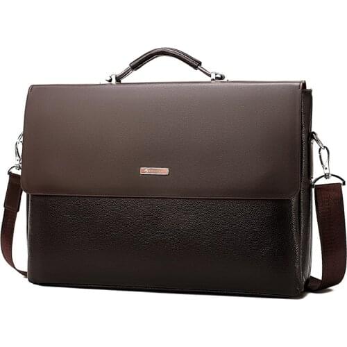 Luxury Brand Business Men Briefcase Leather Laptop Handbag Black Man Bag For Lawyer Shoulder Bag Male Office Tote Messenger Bag