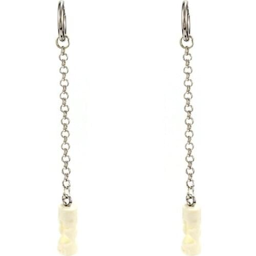 Unisex Stainless Steel Long Chain Cute Bowknot Cuff Earring Wireless Earphone Earpods Holder Anti Lost for Airpods Headphones