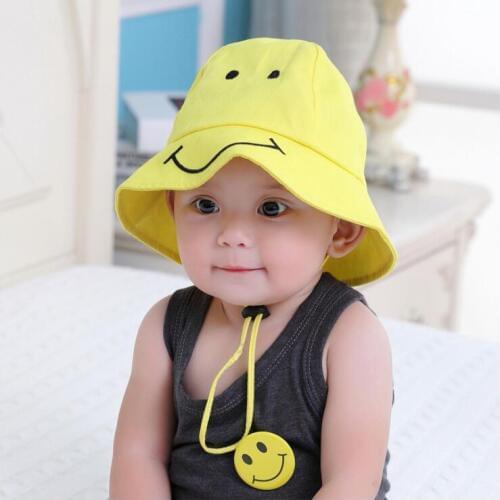 1 Piece Cotton Smile Infant Sun Summer Outdoor Girls Unisex Boys Baby Hats Cap Cute Toddlers Bucket