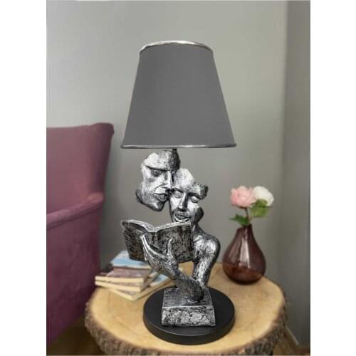 Modern Decorative Silver Gray Book Reciting Surat Lampshade Design-Silver Detail Anthracite Gray Headrest room decor kawaii led lights anime sailor moon home bedroom naruto demon slayer lamp neon sign