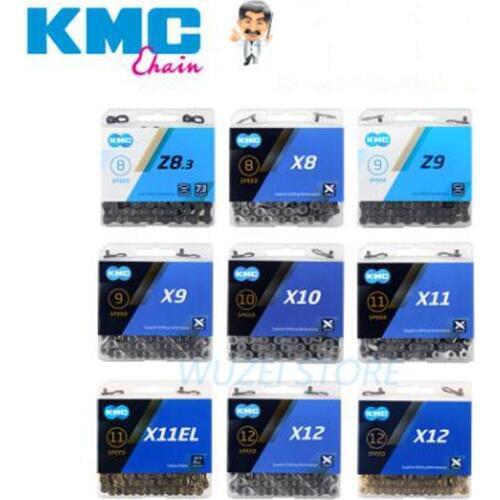 KMC Bicycle Chain X8 X9 X10 X11 X12 HV408 Z8.3 Z9 X9L X11EL for 116L/118L/126Links MTB/Road Bike Chain Boxed Accessories