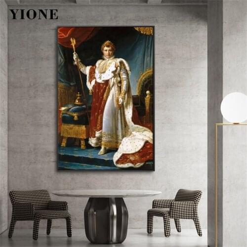 Vintage King Royal Man Oil Painting Classic European Portrait Napeleon Poster Wall Art Prints Canvas Picture for Living Room