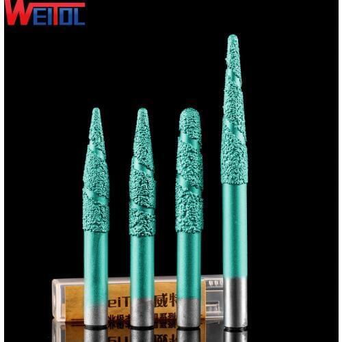 Weitol free shipping 6/8/12mm Brazing stone engraving bits marble granite carving tools CNC router bits taper end mill