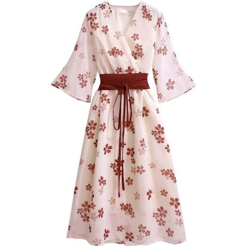 4XL Plus Size 2021 Women Fashion Short Sleeve V-Neck Chic Floral Print Elegant Slimming Waist Stylish Dress Princess Vestidos