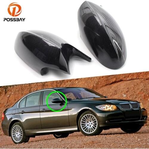 1Pair Carbon Fiber/Glossy Black Rear View Mirror Cover Rearview Cap for BMW E81 E82 E88 E87 E90 E91 E92 E93 PRE-LCI 2004-2009