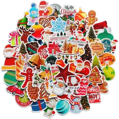 TD ZW 100Pcs Christmas Cute Bow Stickers For Suitcase Skateboard Laptop Luggage Fridge Phone Car Styling Sticker