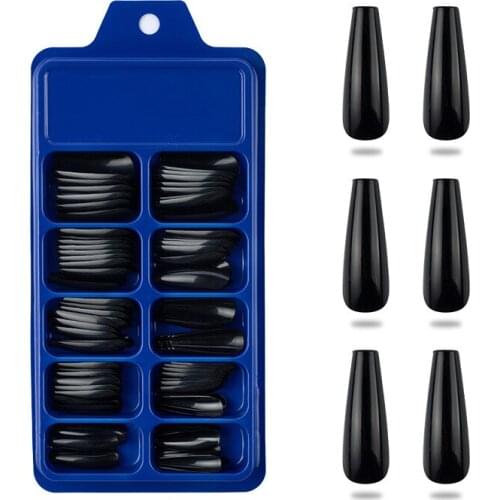 100 Tablets 10 Size Mix Long Pressed False Nails Full Acrylic False Nail Cover Can Be Reused and Full Coverage Nail Tools