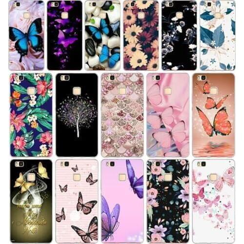 19AA butterfly roses flower Soft TPU Case Cover For Huawei P8 P9 Lite 2017 Mate 10 20 Lite