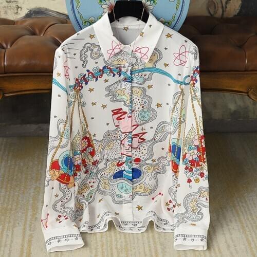2020 Autumn High quality womens print long sleeve Shirts Fashion women sweet blouses top C369