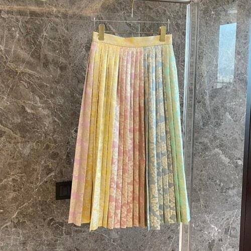 2021 new spring summer women fashion brand jacquard skirt Pleated skirt 0404