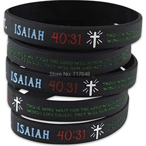 300pcs Bible Verses Isaiah 40:31 wristband silicone bracelets free shipping by FEDEX A