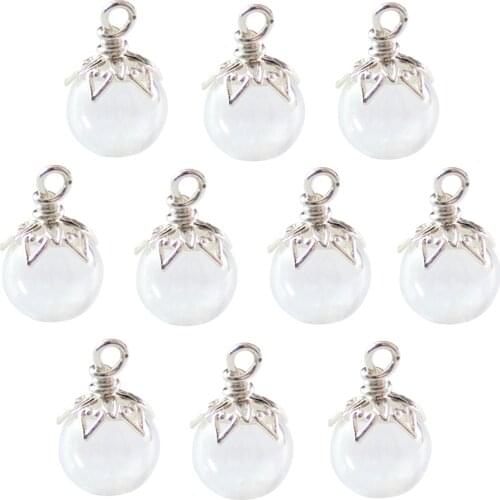 6PCS Mini Empty Clear Glass Globe Hollow Glass Ball Glass vials Pendant Charms pendants DIY Necklace Accessories