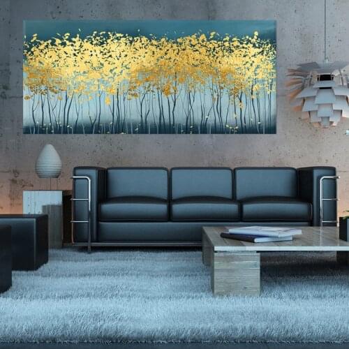 Abstract Gold Tree Long Canvas Wall Art Posters and Prints Oil Painting HD Print Picture For living Room Home Decor Unframed
