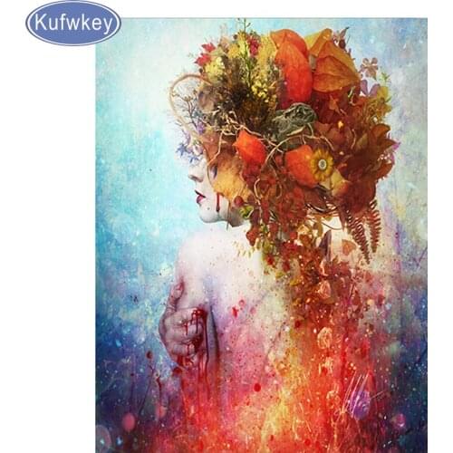 Diamond Embroidery flower blood woman Diy Diamond Painting Cross Stitch picture of Rhinestones Portrait girl fairy elf Stickers