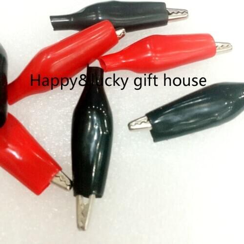 Hot sale Free shipping Medium alligator clip sheathed clip test clip power supply clip red and black one pair (10pair=20pcs)