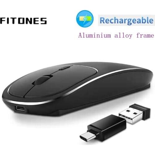 Wireless charging mouse, 2.4GHz ergonomic mouse, mute ultra-thin mini tablet mouse, Aluminum alloy high-grade portable mouse