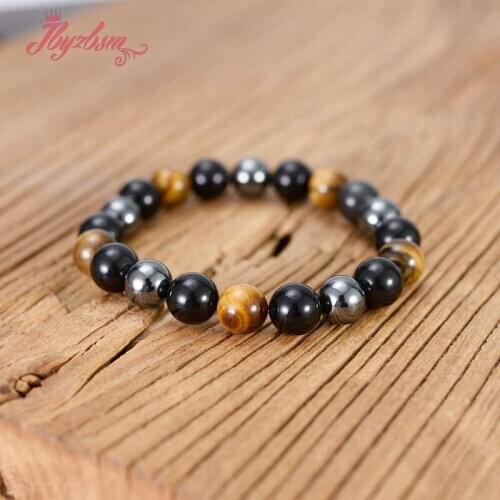 Natural Black Obsidian Hematite Tiger Eye Stone Beads Bracelets For Men Women Health Protection Jewelry Pulsera Hombre 10mm