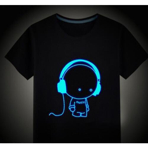 Kids Summer Short Sleeve Tops Boys Girls T-shirts Children Clothing Hip Hop Neon Print Party Club Night Light Punk Teenager Tees