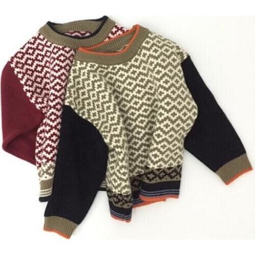 Children Boys Sweater Pullover Lose Long Sleeve Warm Winter Knit Cotton Sweatershirt Baby Unisex Todddler Girls Knitwewar