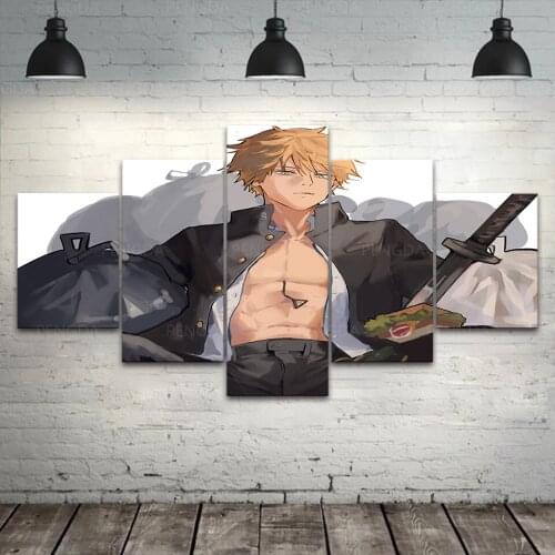 Home Decor Chainsaw Man Canvas Prints Painting Japanese Animation Poster Wall Art Modular Pictures For Bedside Background Frame