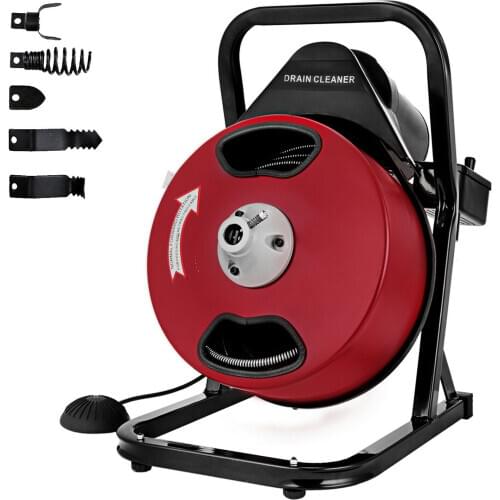 SEWER SNAKE Drain Spiral Cleaner Commercial 50ft 1/2 "4 Knife Switch