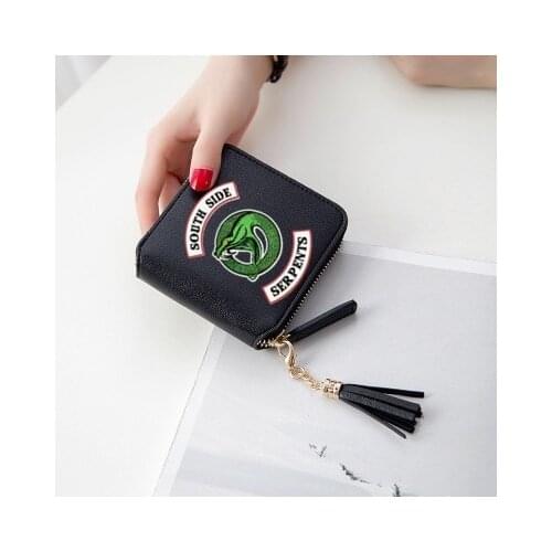 Riverdale Serpents South Side Womens Wallets Purses Print Tassel Leather Wallet Women Mini Purse Zipper Card Bags Lady Wallets