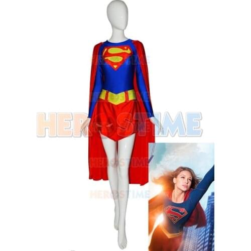 Girl Cosplay Costume Blue and Red Spandex Superwoman Costume Superhero Suit Cosplay Dress halloween costumes for women