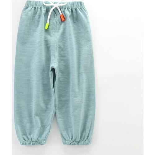 Summer Children Boys Girls Pants Thin Breathable Prevent Mosquito Cotton Candy Color
